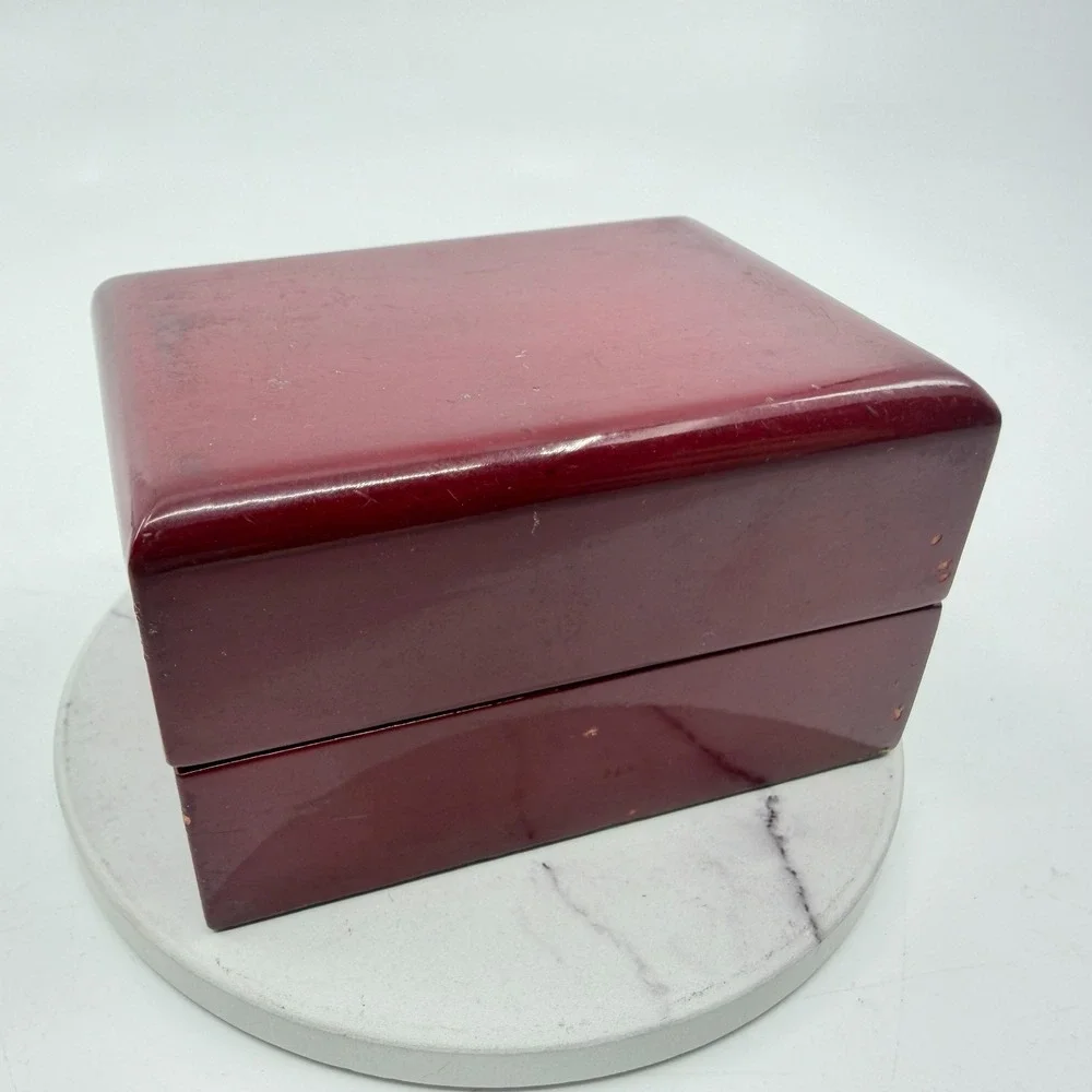 Vintage Wooden Jewelry Ring Box Dark Cherry Finish Jewels by Joseph Gift Case